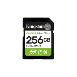 Memoria SD Kingston Technology Canvas Select Plus Gen3, 256 GB, Clase 10, UHS-I, 150 MB/s, Class 1 (U1)
