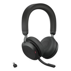 Diadema Jabra Evolve2 75, Inalámbrico y alámbrico, Oficina/Centro de llamadas, 20 - 20000 Hz, 197 g, Auriculares, Negro