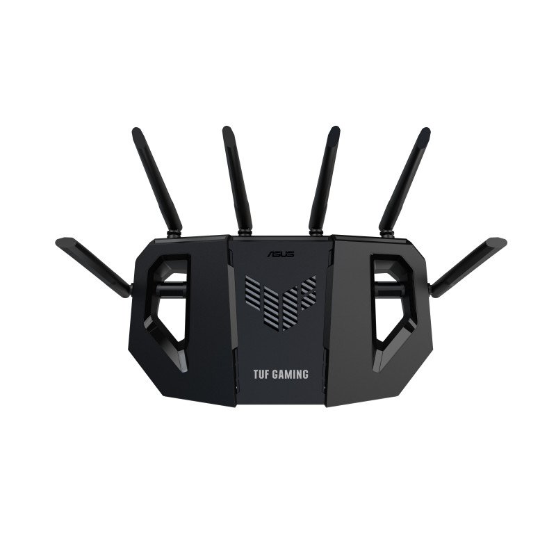 Router de mesa ASUS TUF Gaming BE6500 (TUF-BE6500), Wi-Fi 7 (802.11be), Doble banda (2,4 GHz / 5 GHz), Ethernet, Negro