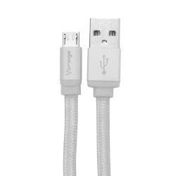 Cable USB Vorago CAB-113, USB A 2.0 a micro USB, 1 metro, blanco, bolsa.