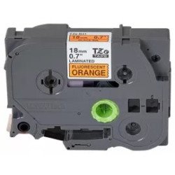 Cinta Laminada Brother Estándar Texto negro sobre cinta naranja fluorescente de 18mm x 5m