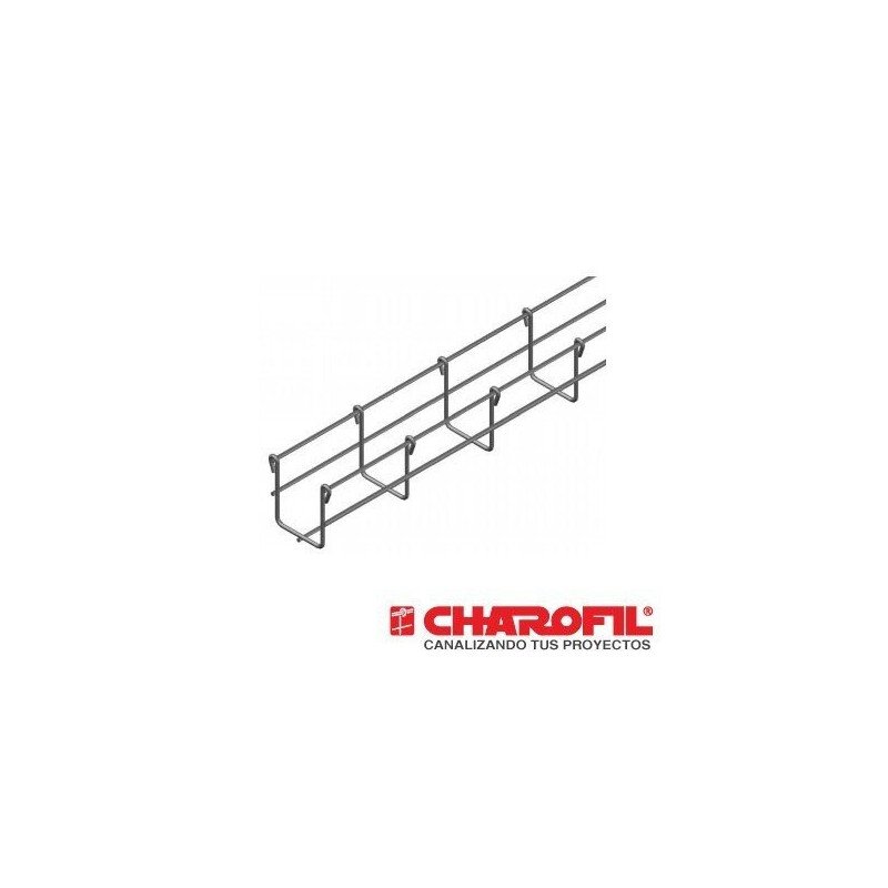 Charola tipo malla 66/50 mm, con acabado Electro Zinc, hasta 52 cables Cat6, tramo 3 m