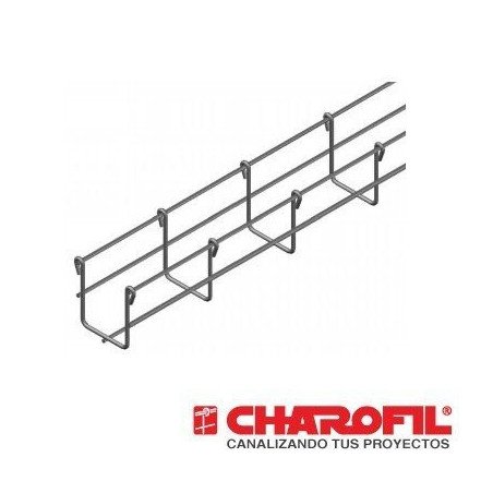Charola tipo malla 66/50 mm, con acabado Electro Zinc, hasta 52 cables Cat6, tramo 3 m