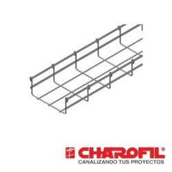 Charola tipo malla 66/150 mm, con acabado Electro Zinc, hasta 157 cables Cat6, tramo 3 m