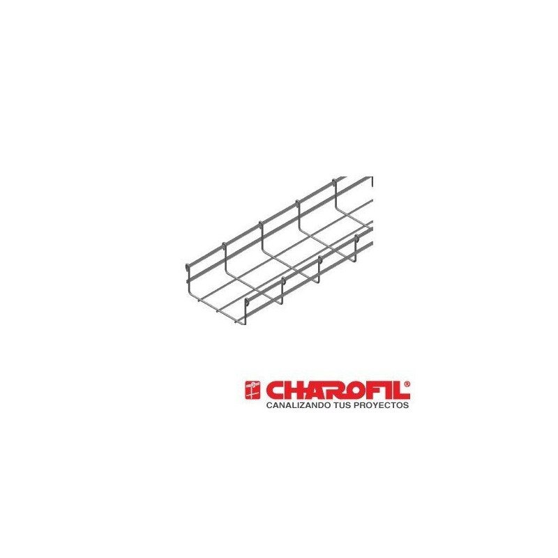 Charola tipo malla 66/150 mm, con acabado Electro Zinc, hasta 157 cables Cat6, tramo 3 m