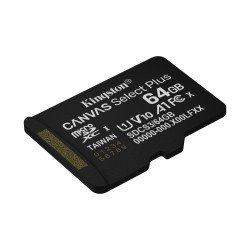 memoria flash micro SD Kingston SDXC Canvas select plus 64 GB 100Mb/s UHS-I u1 v10 con adaptador (sdcs3, 64gb)