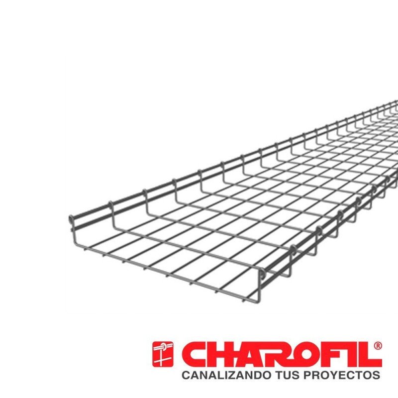 Charola tipo malla 66/400 mm, con acabado Electro Zinc, hasta 420 cables Cat6, tramo 3 m