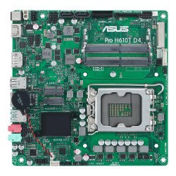 Tarjeta madre ASUS Pro H610T D4-CSM, Intel, LGA 1700, Celeron, Core i3, Core i5, Core i7, Core i9, Pentium, DDR4, 64 GB, SO-DIMM
