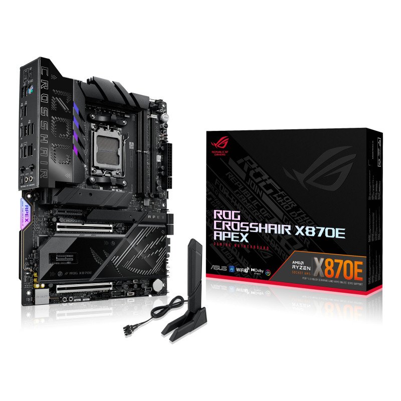 Tarjeta madre ASUS ROG CROSSHAIR X870E APEX, AMD, socket AM5, Ryzen 7000 Series, 8000 Series, 9000 Series, DDR5-SDRAM, 128 GB