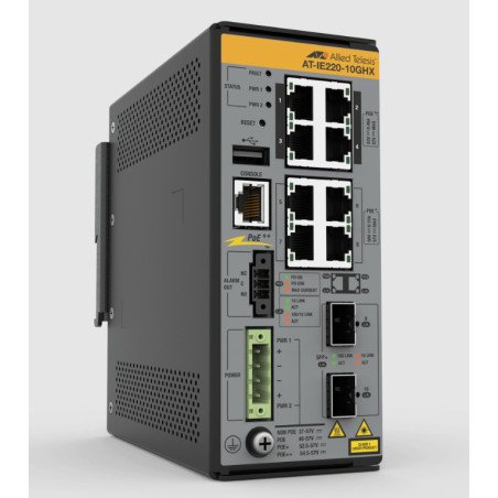 Switch Allied Telesis AT-IE220-10GHX-980, Gigabit Ethernet (10/100/1000), Energía sobre Ethernet (PoE), Montaje en rack