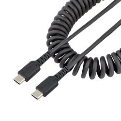 Cable de 1m de Carga USB C a USB C, Cable USB Tipo C en Espiral de Carga Rápida y Servicio Pesado