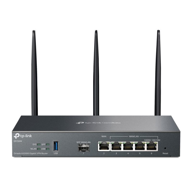 Router TP-Link Omada ER706W, Doble banda (2,4 GHz / 5 GHz), Ethernet, Negro, Enrutador de escritorio / poste