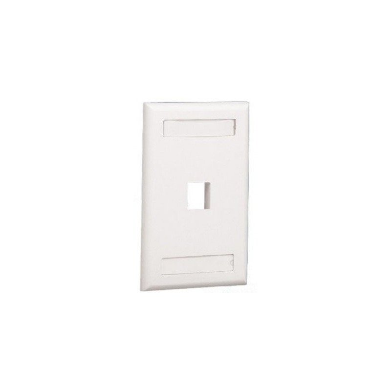 Placa de pared vertical, salida para 1 puerto, con espacio para etiqueta - Blanco