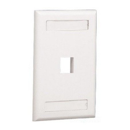 Placa de pared vertical, salida para 1 puerto, con espacio para etiqueta - Blanco