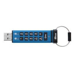 Memoria USB Kingston Technology IronKey Keypad 200, 8 GB, USB tipo A, 3.2 Gen 1 (3.1 Gen 1), 145 MB/s, Funda, Azul