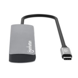 Hub Alámbrico Manhattan 190459, USB 3.2 Gen 1 (3.1 Gen 1) Type-C, 100 W, 10,100,1000 Mbit/s, Gris, Space Grey