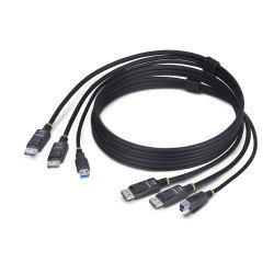 Cable KVM DisplayPort de Doble Pantalla con USB 5Gbps de 1.8m - 4K 60H