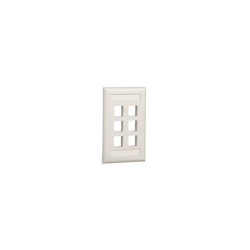 Placa de pared vertical, salida para 6 puertos, con espacio para etiqueta - Blanco