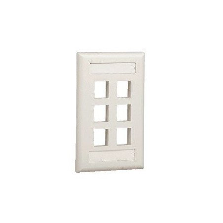 Placa de pared vertical, salida para 6 puertos, con espacio para etiqueta - Blanco
