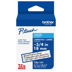 Cinta negro sobre transparente 9mm x 8m