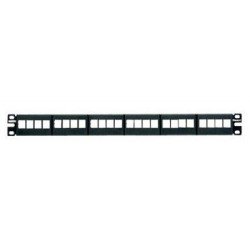 Panel de distribución NetKey™, 24 puertos, 1 RU, negro, hasta 24 módul