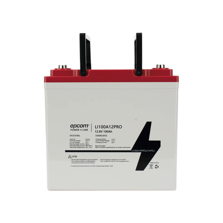 Batería de Litio Ciclo Profundo, 12, 8 Vcc 100Ah LiFePO4 Válvula de Alivio, Solar, Marina, Máximo 100 A de Descarga