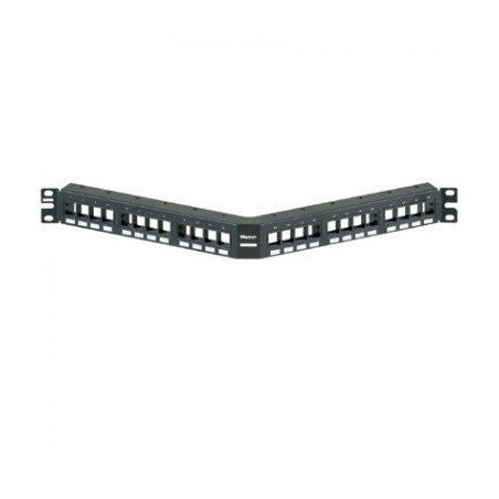 Panel de parcheo modular angulado, de montaje al ras, 24 puertos, 1UR