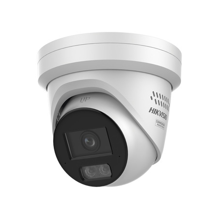 Cámara Turret IP 8 Megapixel, Lente 2, 8 mm, 30 mts IR + Luz Blanca, 2 Micrófonos Integrados, Exterior IP67, Estrobo Luz Blanca,