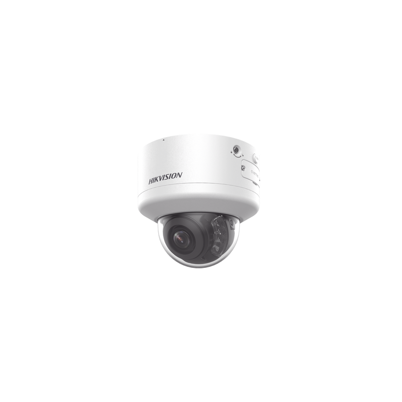 Domo IP 4 Megapixel, Lente Mot, 2, 7 a 13, 5 mm, Dual Light (40 mts IR + 40 mts Luz Blanca, Exterior IP66, IK10, Audio y Alarma