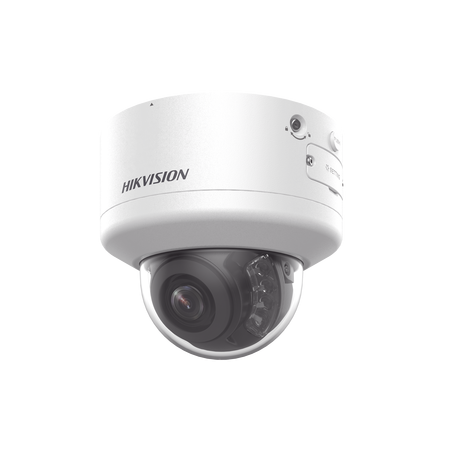 Domo IP 4 Megapixel, Lente Mot, 2, 7 a 13, 5 mm, Dual Light (40 mts IR + 40 mts Luz Blanca, Exterior IP66, IK10, Audio y Alarma