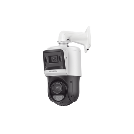 Cámara Domo PTZ IP 4 Megapixel con Cámara Fija 4 Megapixel, 15X Zoom, 100 mts IR, IP66, ACUSENSE, PoE+, Entrada-Salida de Audio