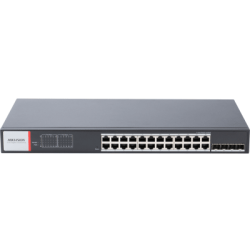 Switch Gigabit PoE+, Administrable, 24 Puertos 1000 Mbps PoE+, 4 Puertos SFP, Configuración Nube Hik-PartnerPro, Modo Extendido