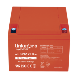 Batería 12 V, 26 Ah, UL, Tecnología AGM-VRLA, Vida útil promedio de 5 años, Retardante a la Flama, Para uso en equipo electrónic