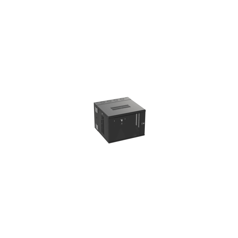 Gabinete PanZone de Montaje en Pared, de 19in, Puerta con Ventana de Seguridad, 9 UR, 635mm de Profundidad, Color Negro
