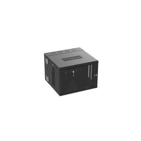 Gabinete PanZone de Montaje en Pared, de 19in, Puerta con Ventana de Seguridad, 9 UR, 635mm de Profundidad, Color Negro