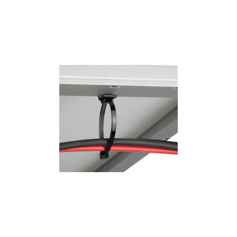 Cincho de Nylon 6, 6 Solar Clip, 188mm largo x 14mm ancho, Color Negro, Exterior Resistente a Rayos UV, Paquete de 100pz