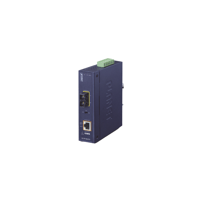 Convertidor de Medios Industrial PoE+ 1000BASE-LX a 10/100/1000BASE-T 802, 3at (SC, SM) -20 km