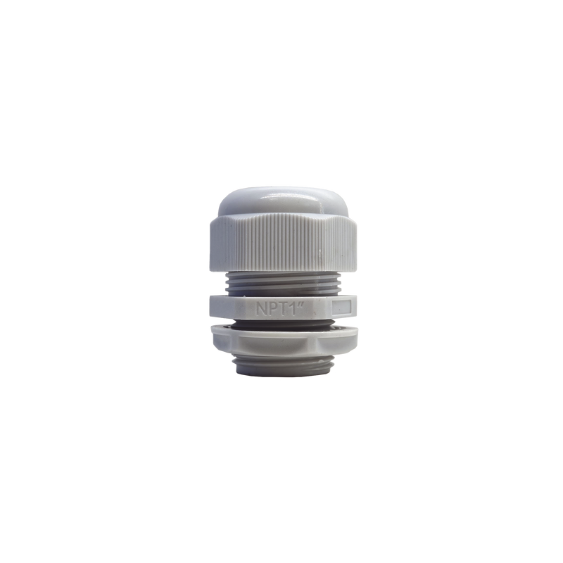 Conector Plástico Blanco Tipo Glándula para Rosca NPT 1"