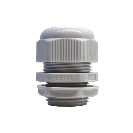 Conector Plástico Blanco Tipo Glándula para Rosca NPT 1"