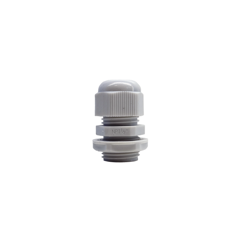 Conector Plástico Blanco Tipo Glándula para Rosca NPT 1/2"