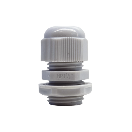 Conector Plástico Blanco Tipo Glándula para Rosca NPT 1/2"