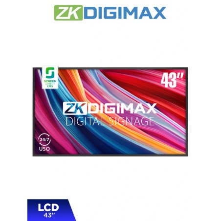 Pantalla LCD Profesional 43", resolución 4K UHD, Android 9, 500 Nits, Reproducción Inalámbrica, Videowall 5x5, Uso 24/7