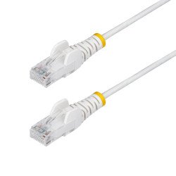 Cable Ethernet CAT6 Delgado de 15m Blanco, UTP, Cobre Puro, 28AWG, RJ45, Snagless, LSZH, Probado con Fluke, Cable for Dispositiv
