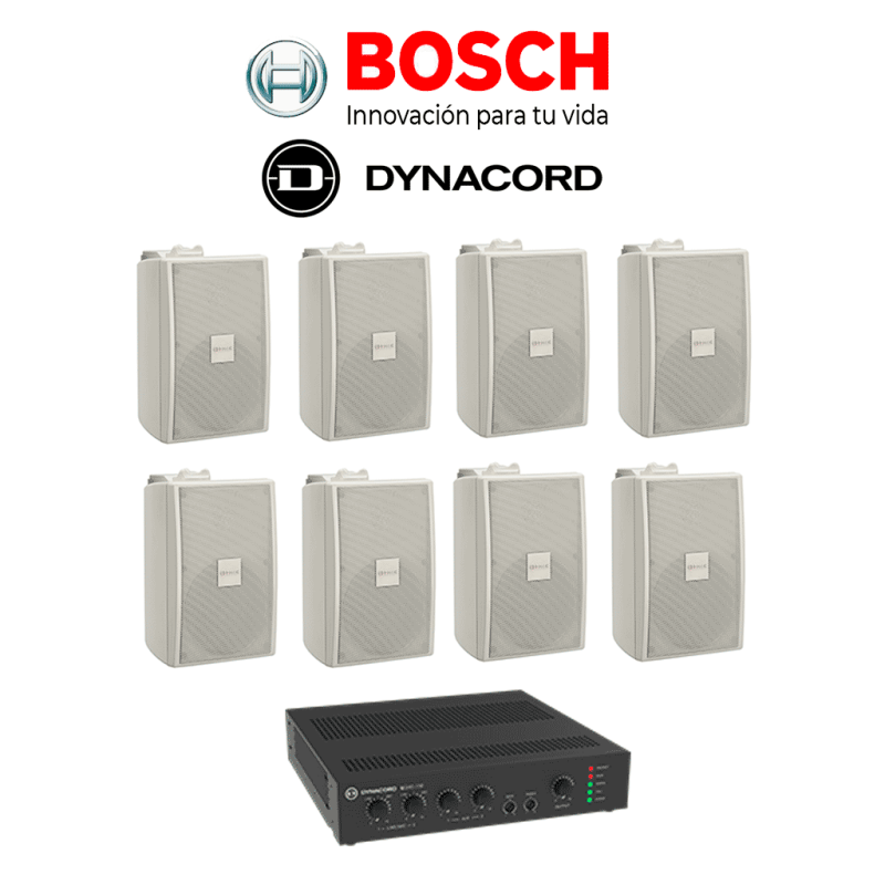 Kit de Audio, Amplificador 240W, 8 Bocinas 30W Blancas