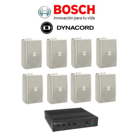 Kit de Audio, Amplificador 240W, 8 Bocinas 30W Blancas