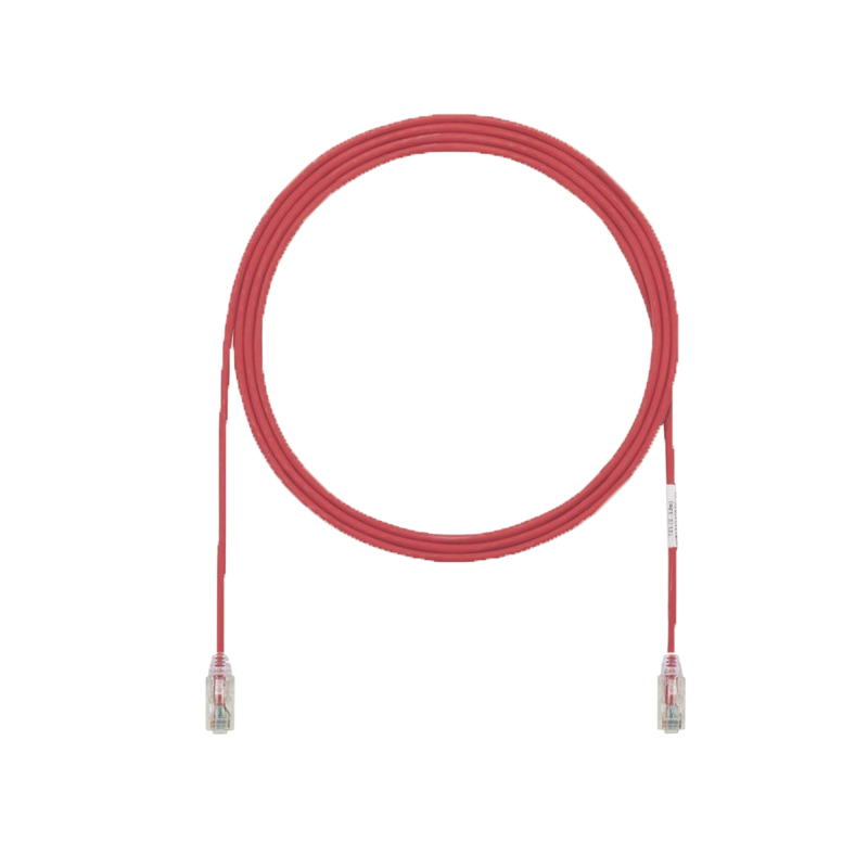 Cable de Parcheo UTP Cat6A, CM, LSZH, Diámetro Reducido (28AWG), Color Rojo, 50ft