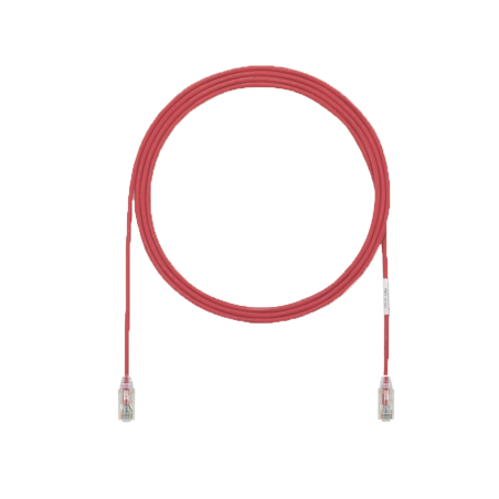 Cable de Parcheo UTP Cat6A, CM, LSZH, Diámetro Reducido (28AWG), Color Rojo, 50ft