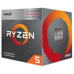 Procesador AMD Ryzen 5 3400g s-AM4 3a gen, 3.7, 4.2 GHz, cache 4 MB, 4 nucleos, con gráficos Radeon vega, con disipador, gamer