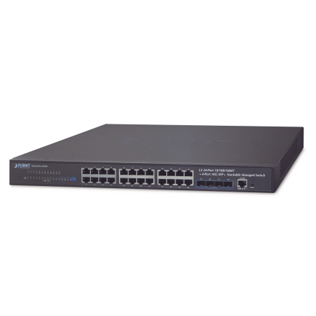Switch Administrable Capa 3, 24-Puertos 10/100/1000T + 4-Puertos 10G SFP+, Apilable