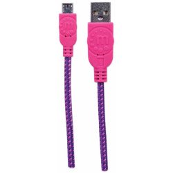 Cable USB v2 a-micro b, bolsa, textil, 1.8m rosa, morado